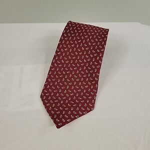 Rivetz of Boston Tie 100% Silk Paisley Print Hand Made Classic Burgundy